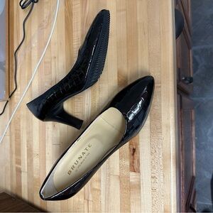 Brunate Black Croc-Patterned Women's Heels